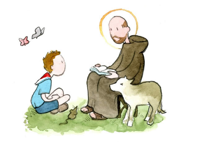 Saint Fran�ois et un louveteau
